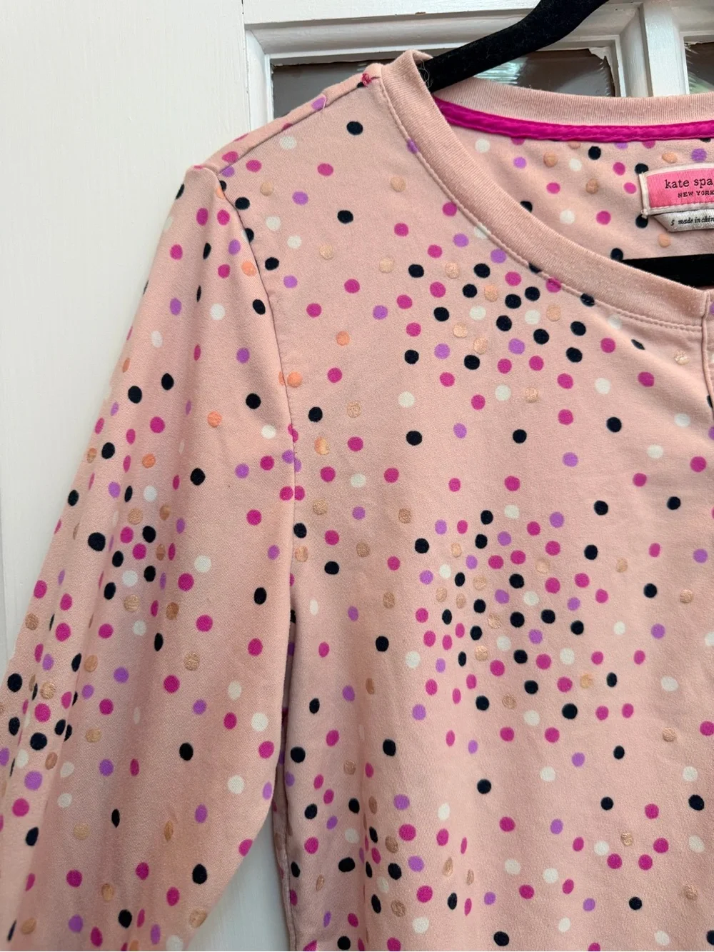 kate spade New York Festive Confetti Dot Pajama Top In Pink Polka Dot Size S